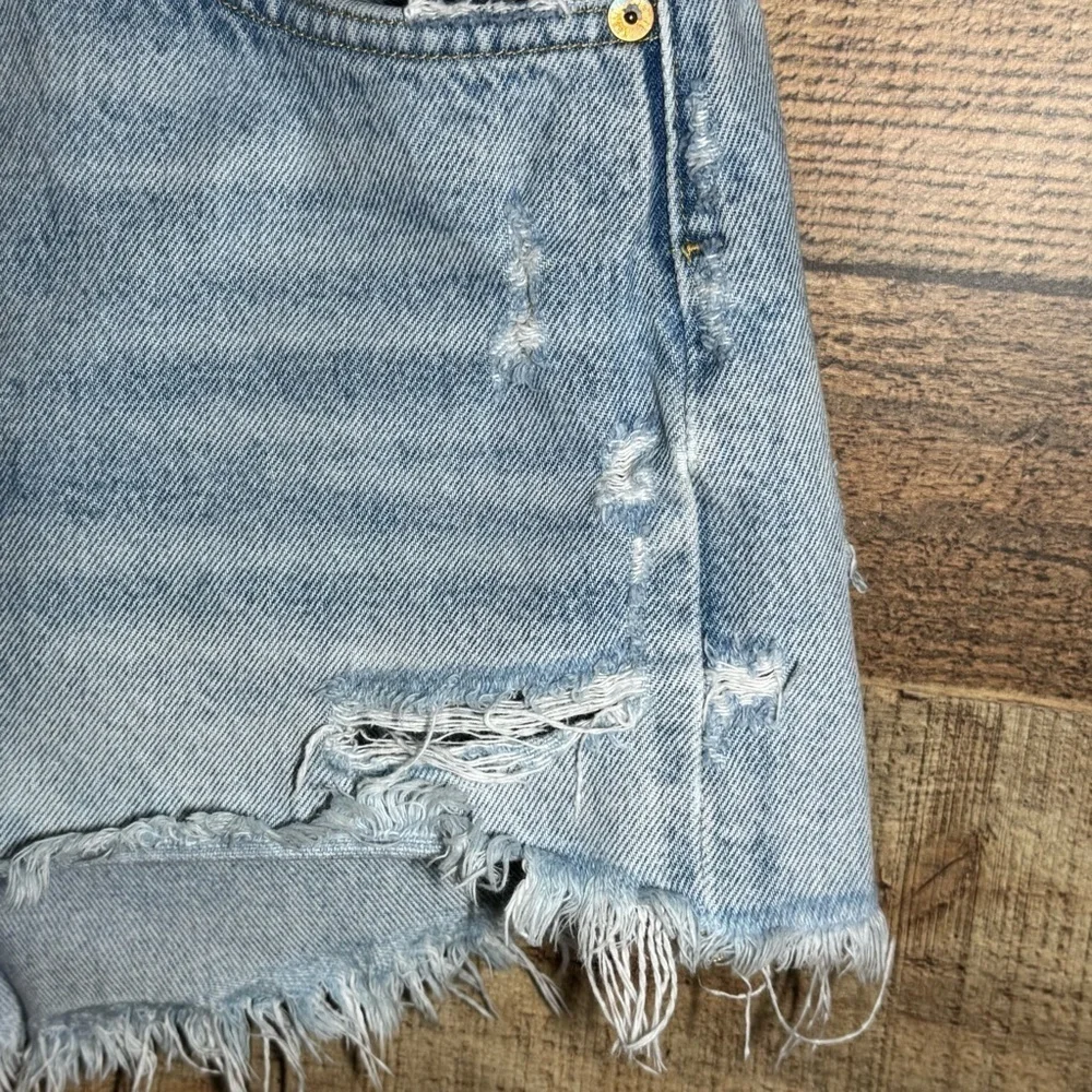 AGOLDE Parker Cut Off Jean Shorts Distressed High-Waisted size 28 Light Wash